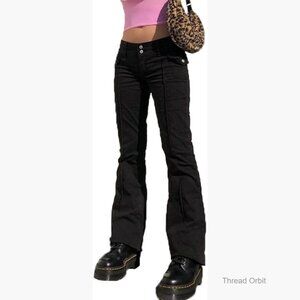 Low Rise Flare Pants Bell Bottom Bootcut Leggings Y2K Streetwear